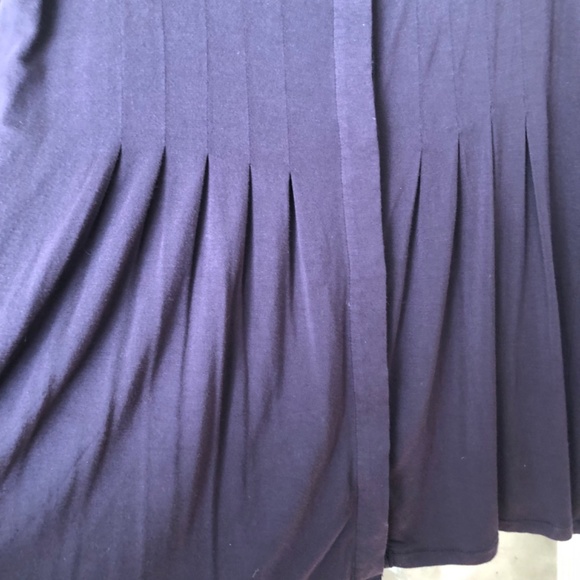 Navy Blue Long Sleeve Pleated Stretch Tunic Top Soft Cozy - Picture 2 of 7